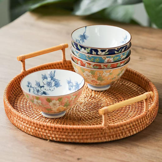 日本遊器物美浓烧山茶花碗5件装 商品图3