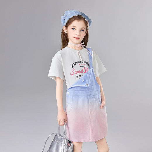 笛莎Deesha 童装女童套装2025夏新款女童渐变牛仔裙套装 商品图0