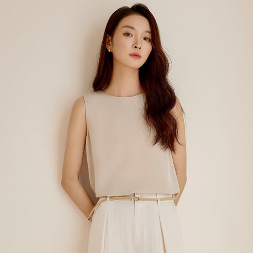玳莎时尚重磅真丝背心女高级基础圆领百搭款无袖内搭上衣2025新品  FA31001 商品图1