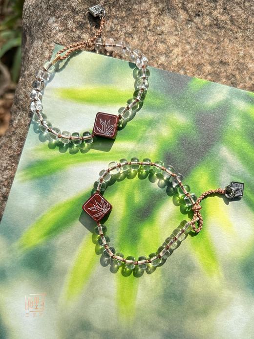 吾行·天然白水晶小叶檀木设计手链 商品图4