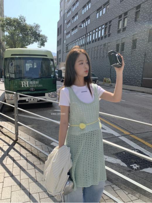 🌺【岚可可韩系镂空叠搭连衣裙】😎 背心裙镂空针织👏真的太绝了织法很好看 ❤️搭配T恤裙、整体很有松弛感!🥰!日常或者逛街约会都可以的~ 商品图0