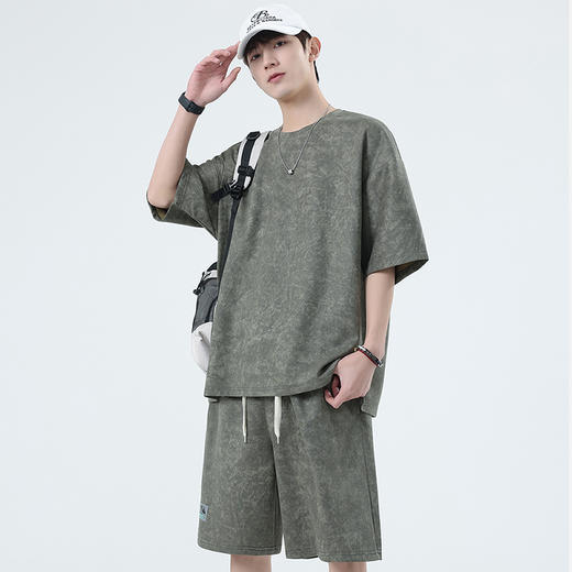【特大码】【空气层】【DSY】大依优型大码圆领短袖T恤短裤套装夏季加肥加大肥佬休闲宽松透气上衣男士半袖夏装300斤 商品图9