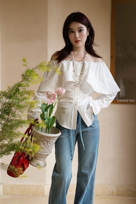 【门店同款】ENJOY春季绮梦繁花一字肩收腰上衣 161911201 商品图6