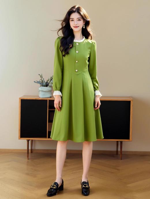 奢姿2025年春装新款大码女装雪纺喇叭袖连衣裙胖妹妹时尚裙子9931825283 商品图2