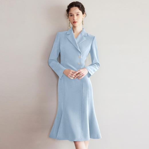 IWY/气质蓝色鱼尾包臀裙赫本风高级感新款女秋冬性感裙子西装裙子Q1250 商品图2