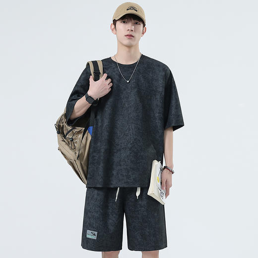 【特大码】【空气层】【DSY】大依优型大码圆领短袖T恤短裤套装夏季加肥加大肥佬休闲宽松透气上衣男士半袖夏装300斤 商品图4