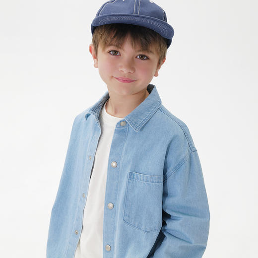马克珍妮男童潮流百搭纯棉牛仔衬衫2025年春装新款250105 商品图3