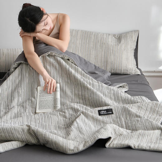 自然醒原创侘寂夏被全棉色织提花轻奢夏季空调被薄被子被芯床单床品四件套LFS 商品图1