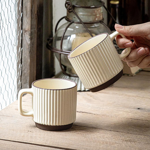 【浮雕马克对杯】两个装高颜值杯子哑光一对简约陶瓷杯家用水杯送礼 商品图2