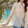 玳莎微透减龄天丝衬衫女2025春季新款木耳边装饰加长袖口宽松上衣  FA31308 商品缩略图3