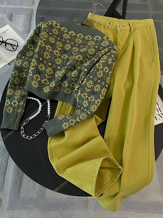 文艺复古绿开衫 商品图1