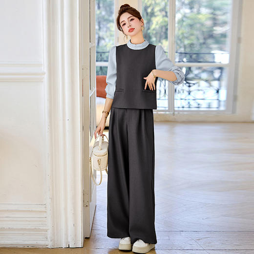 轻熟风职场通勤套装，时尚洋气小个子气质阔腿裤两件套HR-MEIQIN5525-1 商品图0