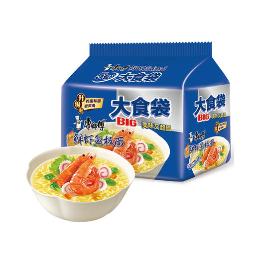 康师傅大食袋鲜虾鱼板面 139g*1袋/5袋 商品图6