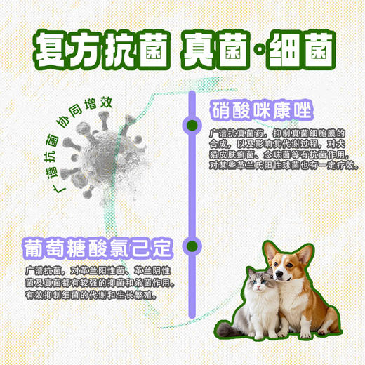巴士宠药浴复方硝酸咪康唑洗剂 猫藓狗癣真菌 带兽药批文 线下专供【5送2，10送5】 商品图2