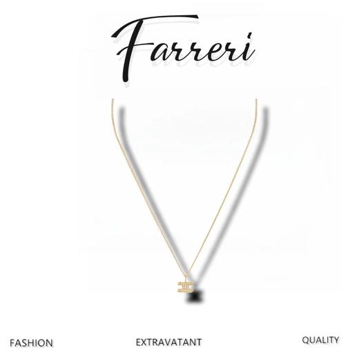 赛家 新款满钻凯旋门徽标金色项链 商品图0