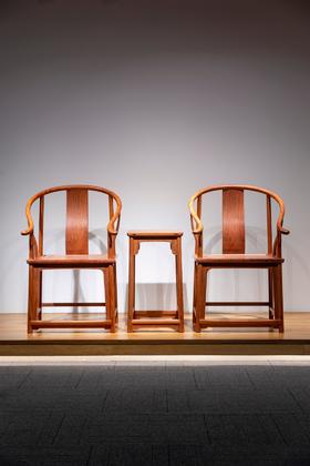 红桥红  家具严选  缅甸花梨（大果紫檀）【素圈椅  三件套】