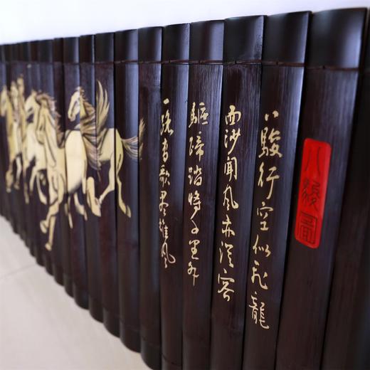 48cm八骏图°竹雕画简书 商品图7
