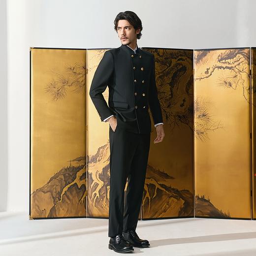 【婚礼季/立领毛料西服】柒牌男装套西中国风套装2025秋季新款双排扣西装 128C70240 商品图3