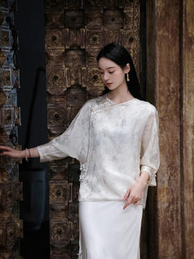 盛唐牡丹 |桃花源真丝提花上衣