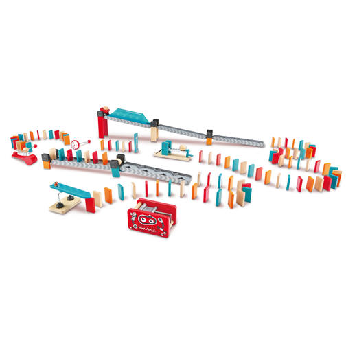 Hape多米诺骨牌玩具识字认知拼装积木1-3-6岁男女小孩儿童礼物早教 122粒 机械多米诺发射器套 E1057 商品图2