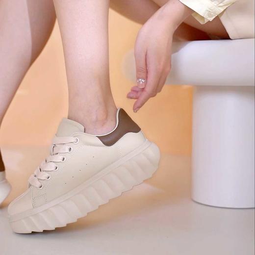 westory2023年秋季新款厚底高跟平跟舒适百搭小白鞋老爹鞋S23CM74081 商品图6
