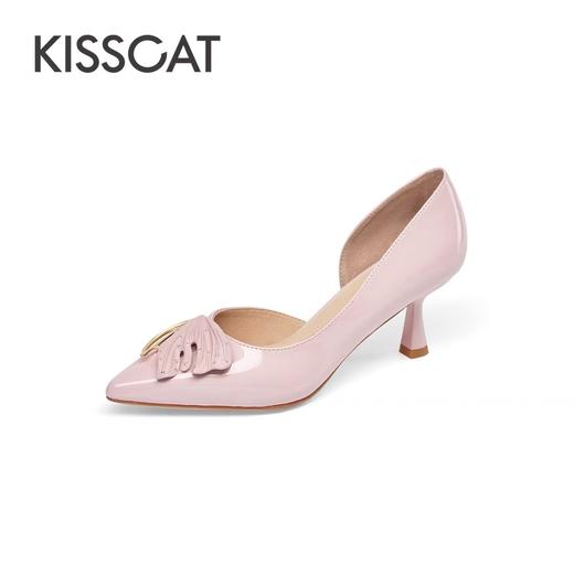 2F【Kiss cat接吻猫厅】接吻猫新款精致细跟高跟鞋简约亮感高级气质尖头单鞋女 商品图0