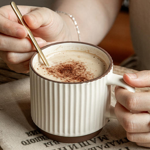 【浮雕马克对杯】两个装高颜值杯子哑光一对简约陶瓷杯家用水杯送礼 商品图1