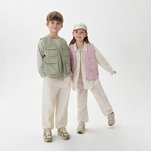 【山系户外】马克珍妮男女童三防多功能工装马甲春装新款250090 商品图1