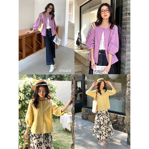 【周四狂欢价】熙世界绣花七分袖天丝衬衫女高级感减龄洋气中袖上衣2025秋新款 商品图1