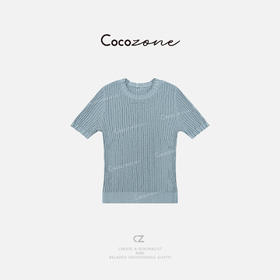 COCO ZONE 25春夏时尚修身竖条纹短袖针织衫CD2A0455