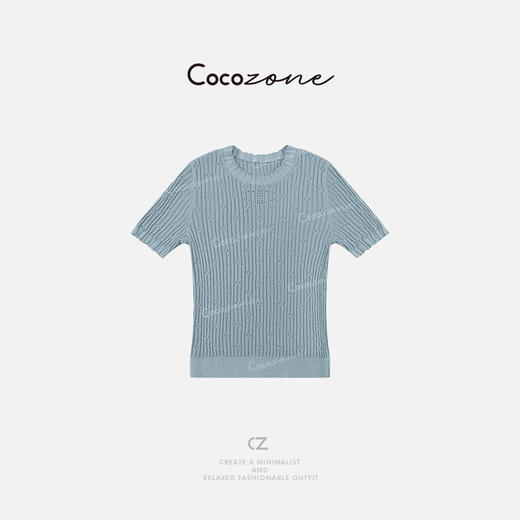 COCO ZONE 25春夏时尚修身竖条纹短袖针织衫CD2A0455 商品图0