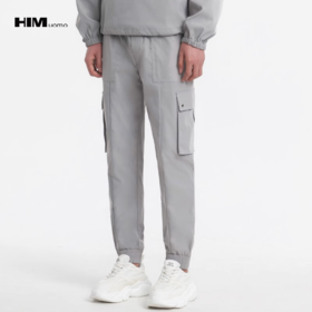 HIM漢崇 简约工装束脚裤男潮流休闲抽绳松紧腰运动长裤 2025秋季