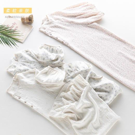 【绵柔轻软】春夏长款纽扣肌理感碎花睡裙女 新款宽松短袖连衣裙薄款睡衣家居服 商品图5