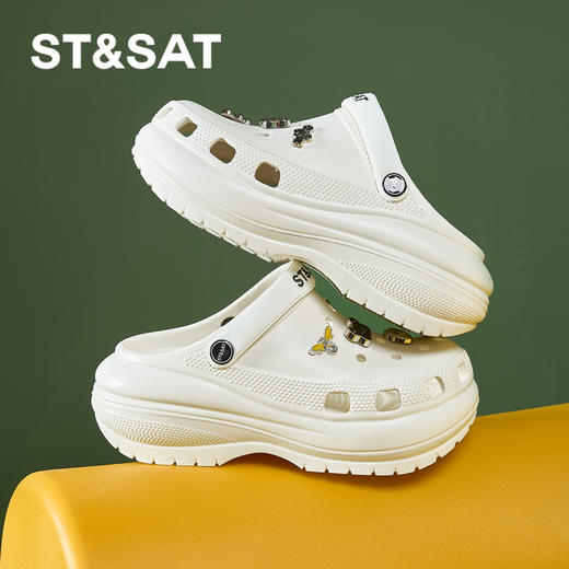 星期六时尚厚底增高奶油泡芙洞洞鞋SSD2110F0U 商品图10