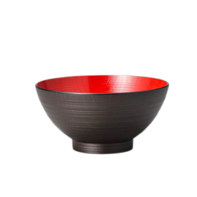 日本进口石田万能碗 毛刷纹内红 大