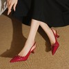【预售5天】春夏季新款尖头高跟鞋女漆皮一字扣带凉鞋名媛气质单鞋ZF&25043 商品缩略图3