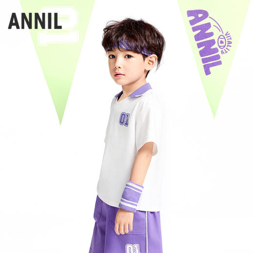 男童SORONA翻领短袖针织衫夏季新款安奈儿童装实体店同款XB521607 商品图1