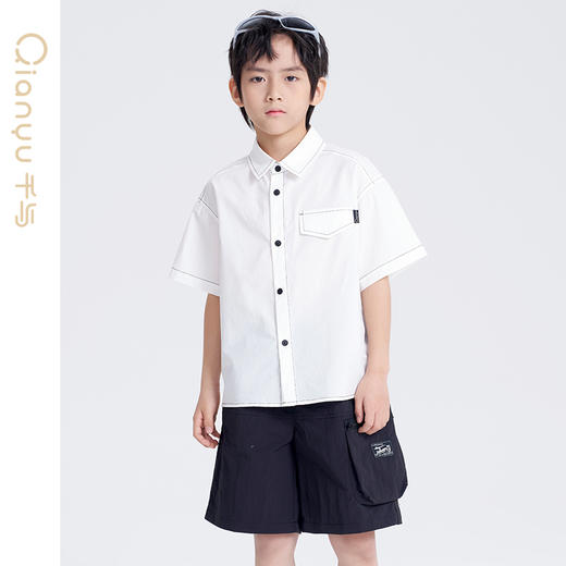 笛莎千与2025夏新款男童休闲百搭男童短袖衬衫 商品图0