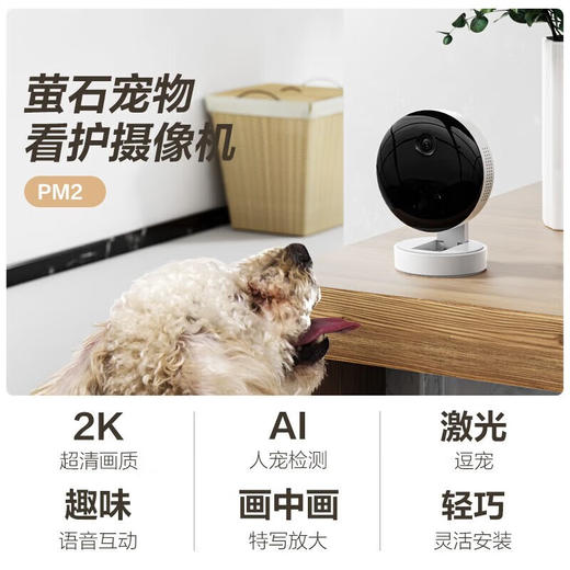 【萤石】PM2宠物看护摄像头 300万像素手机WiFi远程高清星光级夜视室内智能无线监控器 商品图1