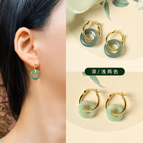 yszz-03005- 天然A货翡翠国风简约圆环耳环s925银针-RJ022