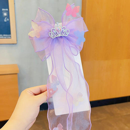 【超仙29.9任选2款！】儿童发夹 可爱小女孩彩虹蝴蝶结编发头饰 马尾辫飘带发卡 女童发饰 百搭款 仙气飘纱蝴蝶结发夹-QQ 商品图9