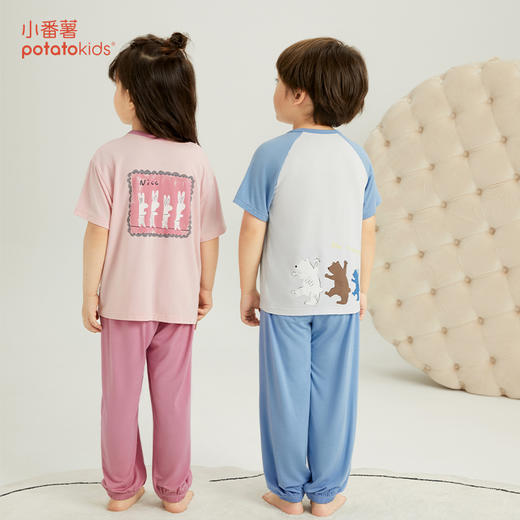 【特价爆款】小番薯PotatoKids莫代尔男童女童家居服吸湿透气睡衣套装 商品图4