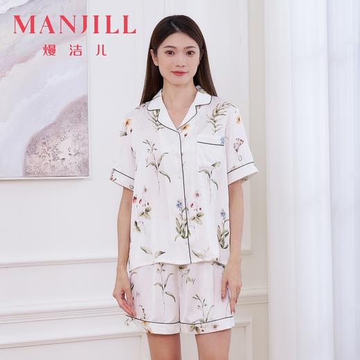 【商场同款】熳洁儿 冰雪丝家居服开衫短袖短裤花卉清凉舒适25203106 商品图0