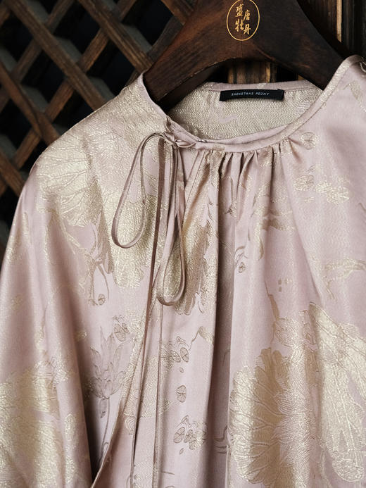 盛唐牡丹 |莲花纹真丝提花上衣 商品图4