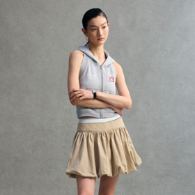 GOODBAI 收腰织带双层褶皱泡泡短裙