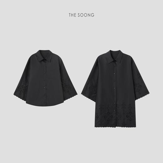 THESOONG‘玄简美学’进口高密贡缎砂洗黑色衬衫外套HBCS6313/HBCS6200 商品图8