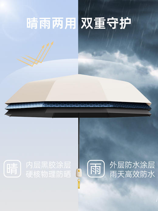 【小牛】XN004蛋仔撞色三折八骨安全式正向自动防晒伞 商品图4