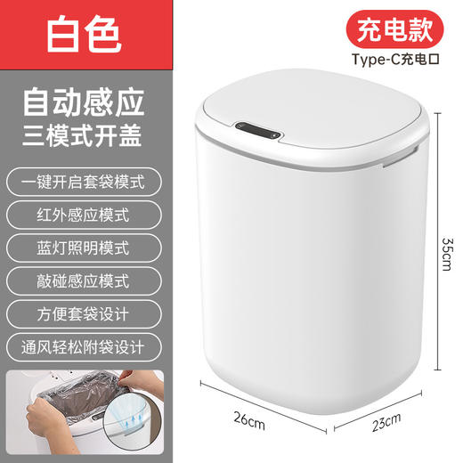 【智能垃圾桶！感应自动开盖】智能感应，自动铺袋，无异味，静音运行，家庭环保利器，全方位提升生活品质。 商品图7