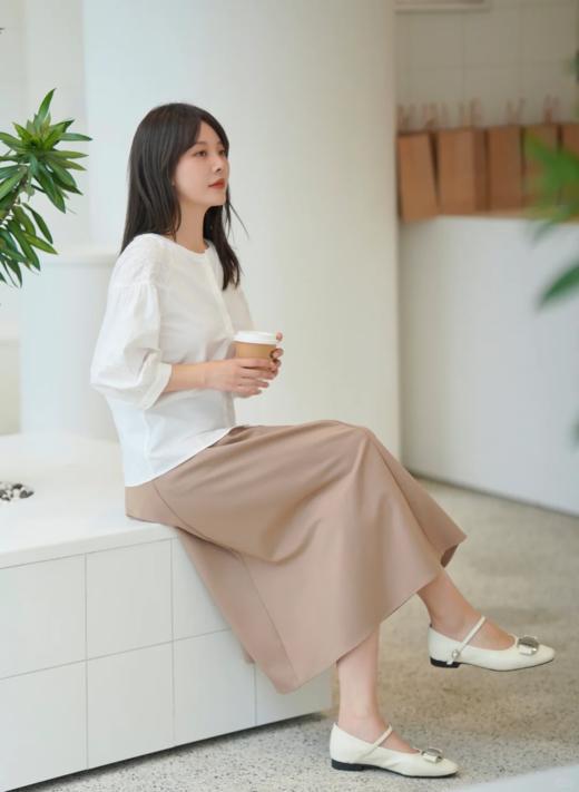 westory2024春季新款休闲小低跟小圆头系带玛丽珍皮鞋W24AE57341 商品图4