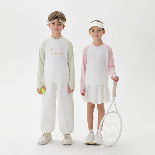 马克珍妮男女童撞色透气运动高弹长袖T 2025年春装新款550316 商品图1